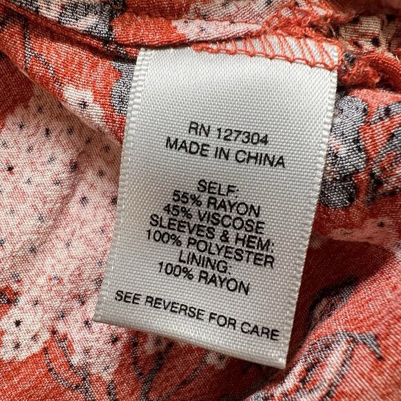 John Mark Blouse Size S Orange Artsy Boho Floral Mixed Print Tunic Top Flowy EUC - Picture 13 of 13